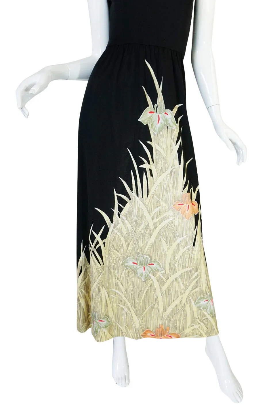 1976 One Shoulder Print Jersey Mac Tac Dress