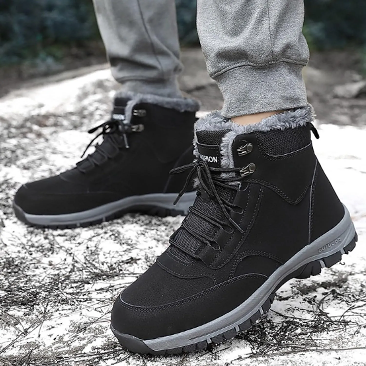 AMDBEL Snow Boots for Women Men Winter Warm Fur lined Boots Anti-Slip Comfortable Ankle Boots Cold Weather Boots Sneakers
