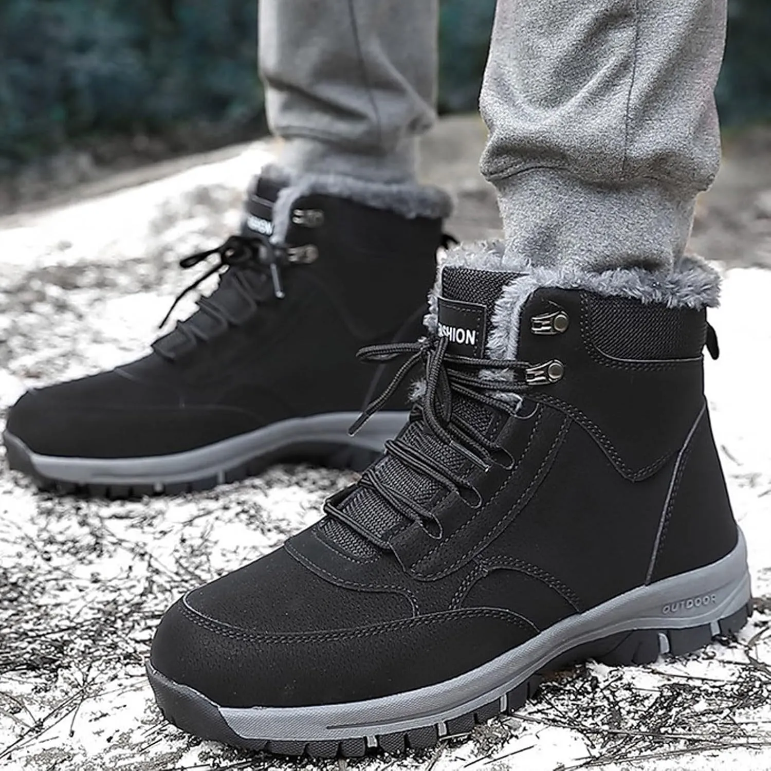 AMDBEL Snow Boots for Women Men Winter Warm Fur lined Boots Anti-Slip Comfortable Ankle Boots Cold Weather Boots Sneakers