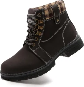 ANJOUFEMME Casual Winter Hiking Boots For Women - Womens Outdoor Snow Ankle Boots Waterproof Lightweight Lace up Fur Lined Walking Hiking Shoes