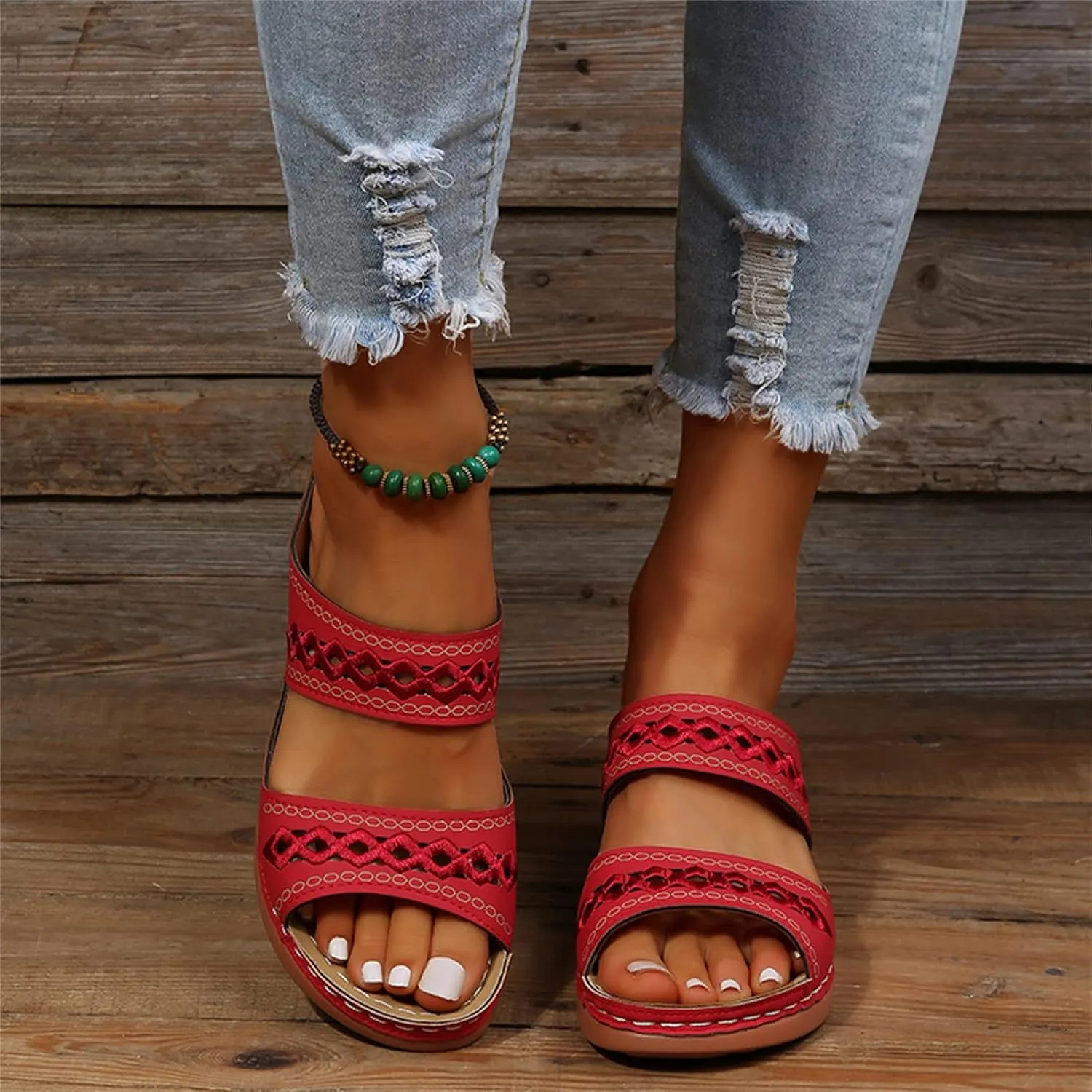 Beach Sandals For Woman Arch Support Slides Orthopedic Slippers for Plantar Fasciitis Comfort Wedge Orthotic Flip Flops 2024