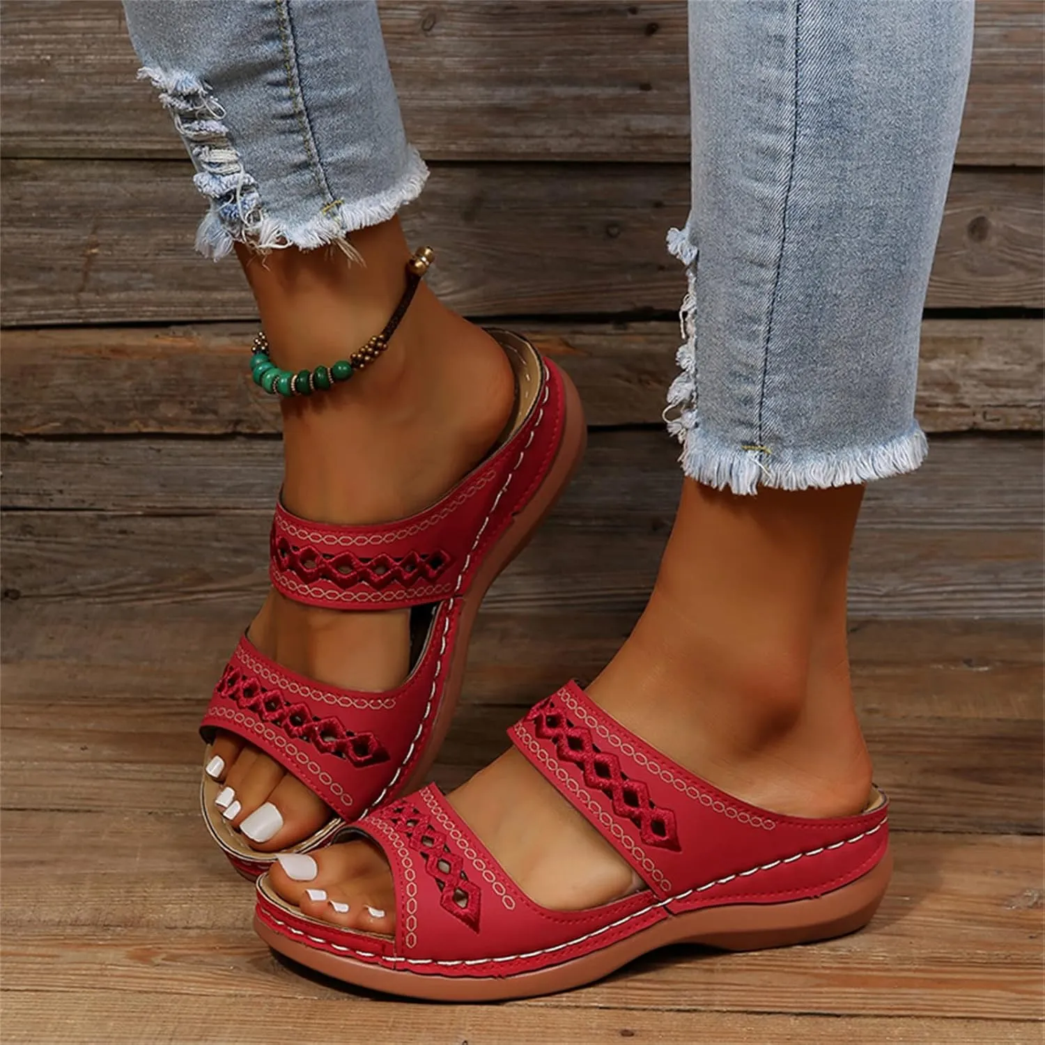 Beach Sandals For Woman Arch Support Slides Orthopedic Slippers for Plantar Fasciitis Comfort Wedge Orthotic Flip Flops 2024