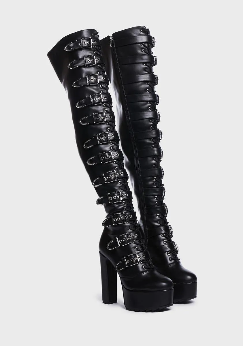 Buckle Up Thigh-High Boots