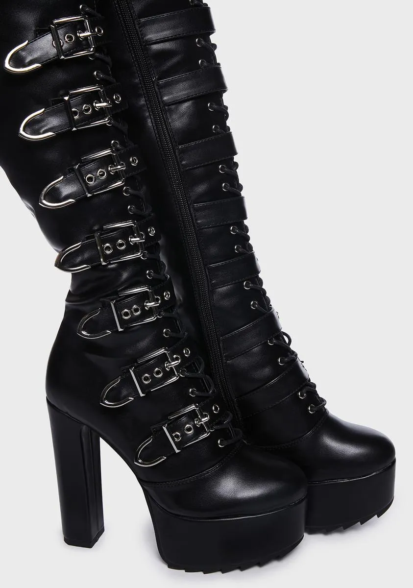 Buckle Up Thigh-High Boots