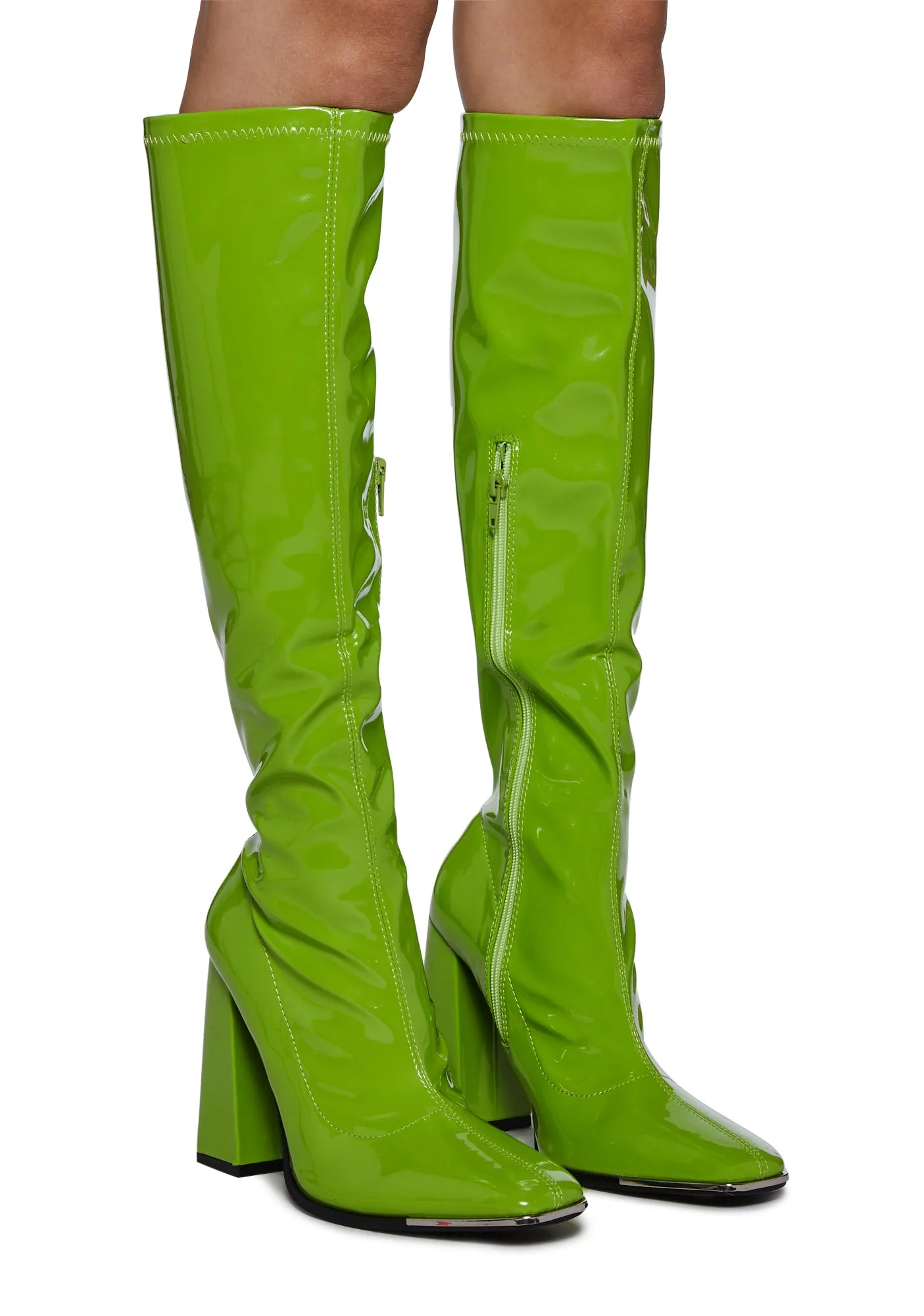 Caryn Knee High Boots - Lime