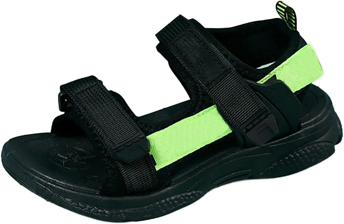 Children's Boys Summer Sports Sandals Hiking Beach Outdoor Open Toe Sports Sandals Boy Sandals (Green #1, 13.5 Little child)
