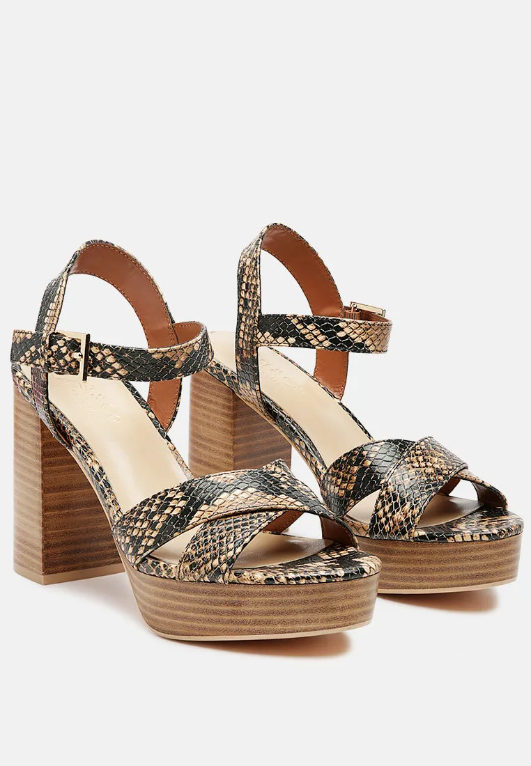 CHYPRE High Heeled Block Sandal In Tan
