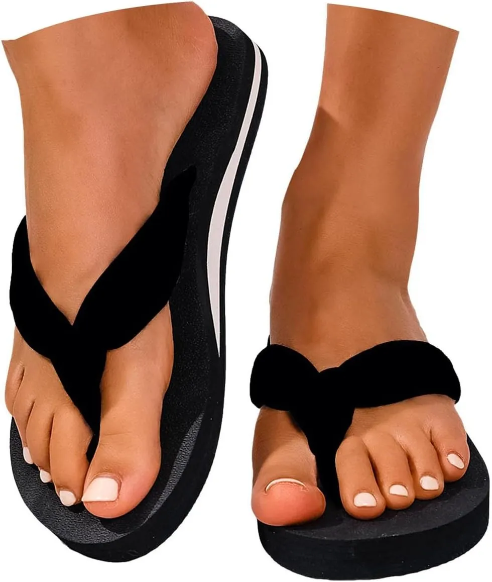 Eduavar Womens Sandals Summer Slip On Yoga Foam Comfortable Flip Flops with Arch Support Non-Slip Walking Thong Slippers