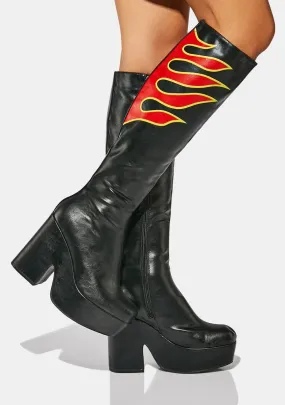 Emergency Flame Knee High Boots