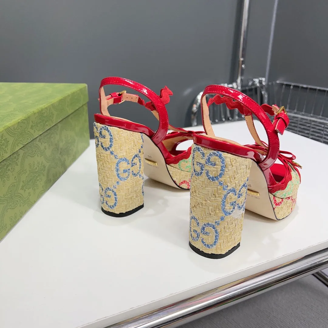 GG 105 HIGH HEEL SANDAL CRIMSON STRAW