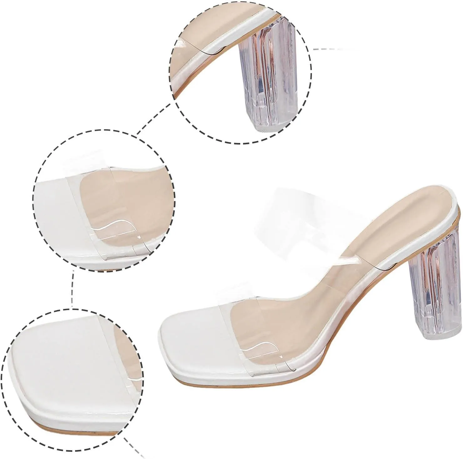 Heels For Women Block Chunky High Heels Color Thick Sole Thick Heel Comfortable Slip On Summer Casual High