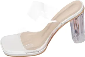 Heels For Women Block Chunky High Heels Color Thick Sole Thick Heel Comfortable Slip On Summer Casual High