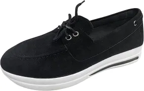 Ladmiple Sneakers For Women Slip On Wide Width Fashion Leather Walking Shoes Casual Summer Lace Up Platform Flats Loafer