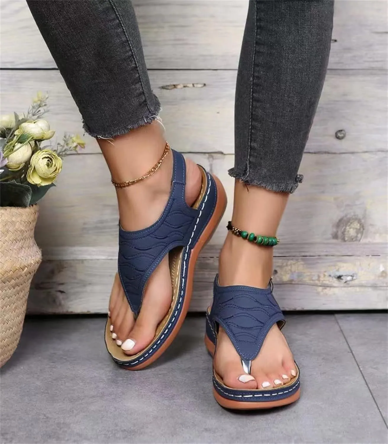 Lausiuoe Orthopedic Dress Sandals For Women Plantar Fasciitis Casual Summer Orthotic Thong Flip Flops With Arch Support