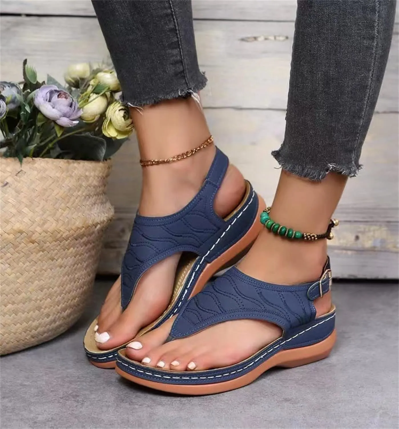 Lausiuoe Orthopedic Dress Sandals For Women Plantar Fasciitis Casual Summer Orthotic Thong Flip Flops With Arch Support