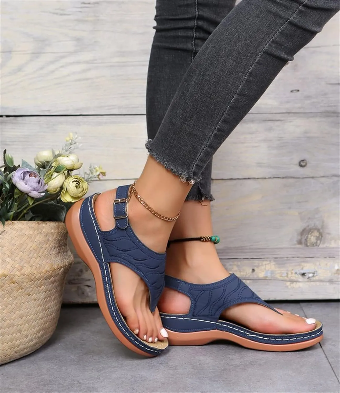 Lausiuoe Orthopedic Dress Sandals For Women Plantar Fasciitis Casual Summer Orthotic Thong Flip Flops With Arch Support