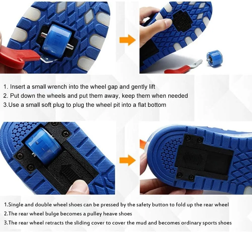 Led Wheel Shoes for Boys for Kids USB Rechargeable Double Roller Skates Flashing Skateboard Shoes for Boys and Girls OutdoorDouble Wheel Light Blue-USA 5