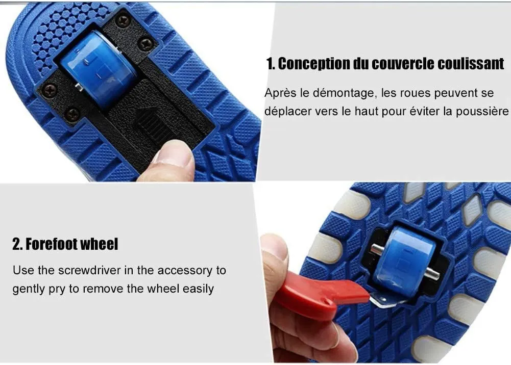 Led Wheel Shoes for Boys for Kids USB Rechargeable Double Roller Skates Flashing Skateboard Shoes for Boys and Girls OutdoorDouble Wheel Light Blue-USA 5