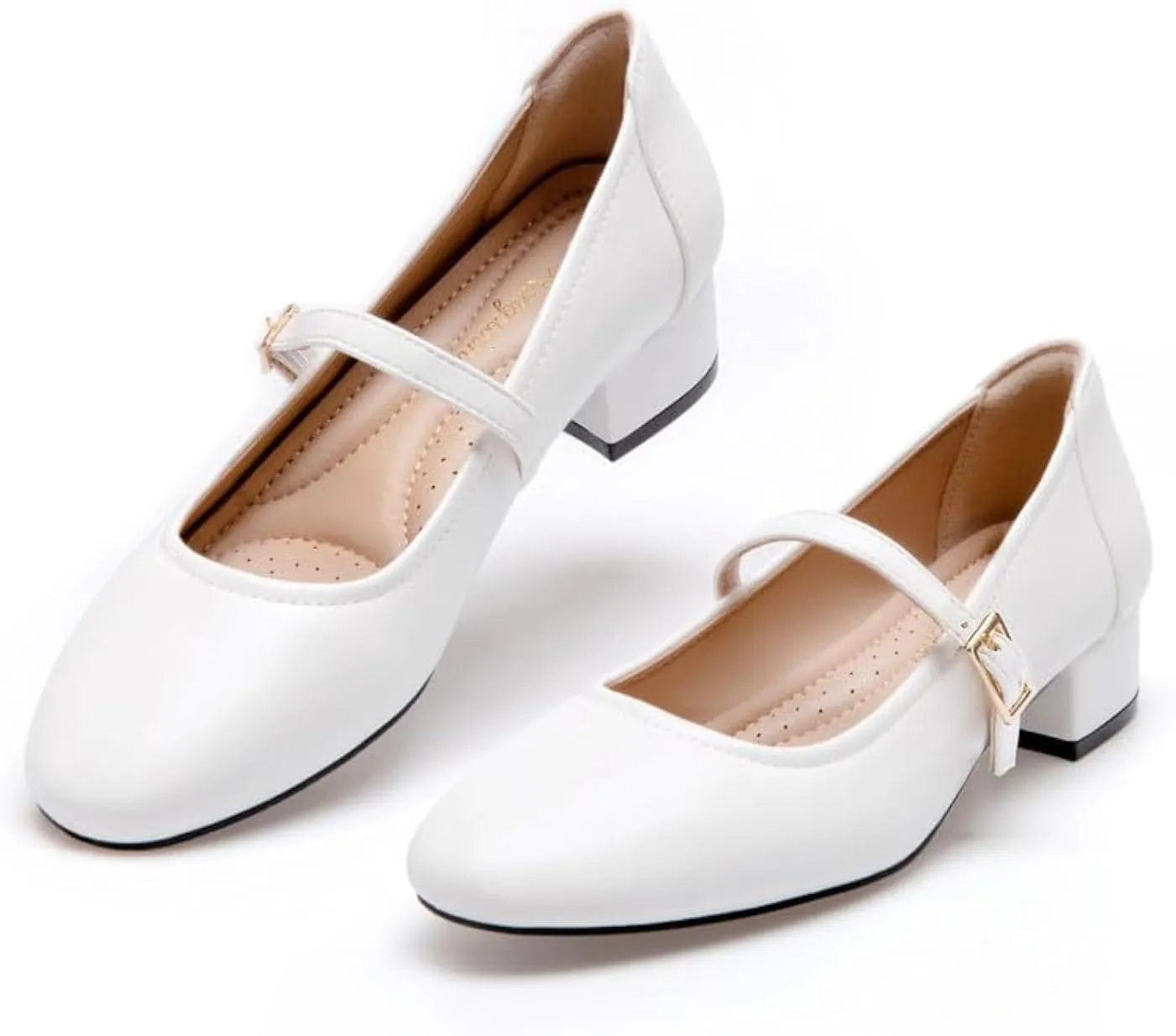 Mary Jane Shoes Women Low Heels Dress Shoes Pumps for Women Dressy Low Heel 2 Inch Chunky Heel Mary Janes Pumps with Adjustable Ankle Strap for Women Dressy Casual