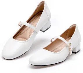 Mary Jane Shoes Women Low Heels Dress Shoes Pumps for Women Dressy Low Heel 2 Inch Chunky Heel Mary Janes Pumps with Adjustable Ankle Strap for Women Dressy Casual