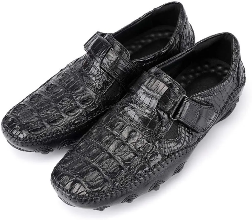 Men's Loafers,Outdoor Casual Work Walking Running Shoes High-end Genuine Leather Fashion Driving Flat Shoes,Black-43/UK 8.5/US 9