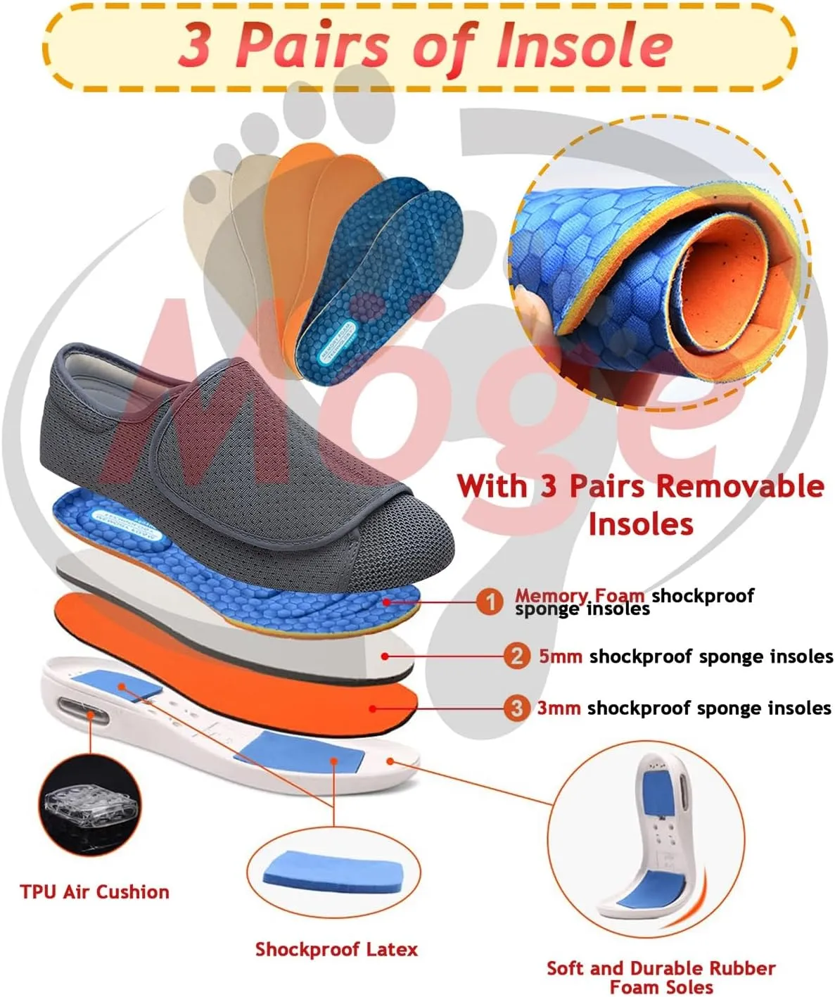 Mens Trainers Slip On Wide Fit Touch Fasten Gym Sports Running Sneakers Mens Shoes Lightweight Breathable Mesh Comfortable Gym Sports Tennis Soft Fashion Sneakers