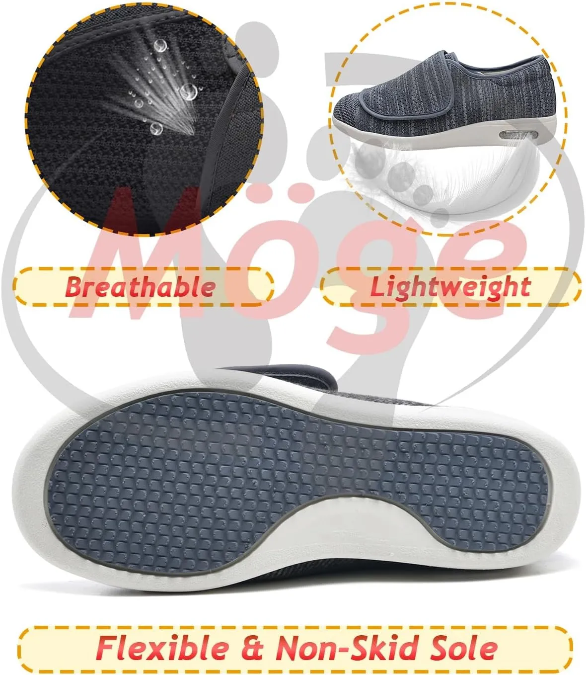 Mens Trainers Slip On Wide Fit Touch Fasten Gym Sports Running Sneakers Mens Shoes Lightweight Breathable Mesh Comfortable Gym Sports Tennis Soft Fashion Sneakers