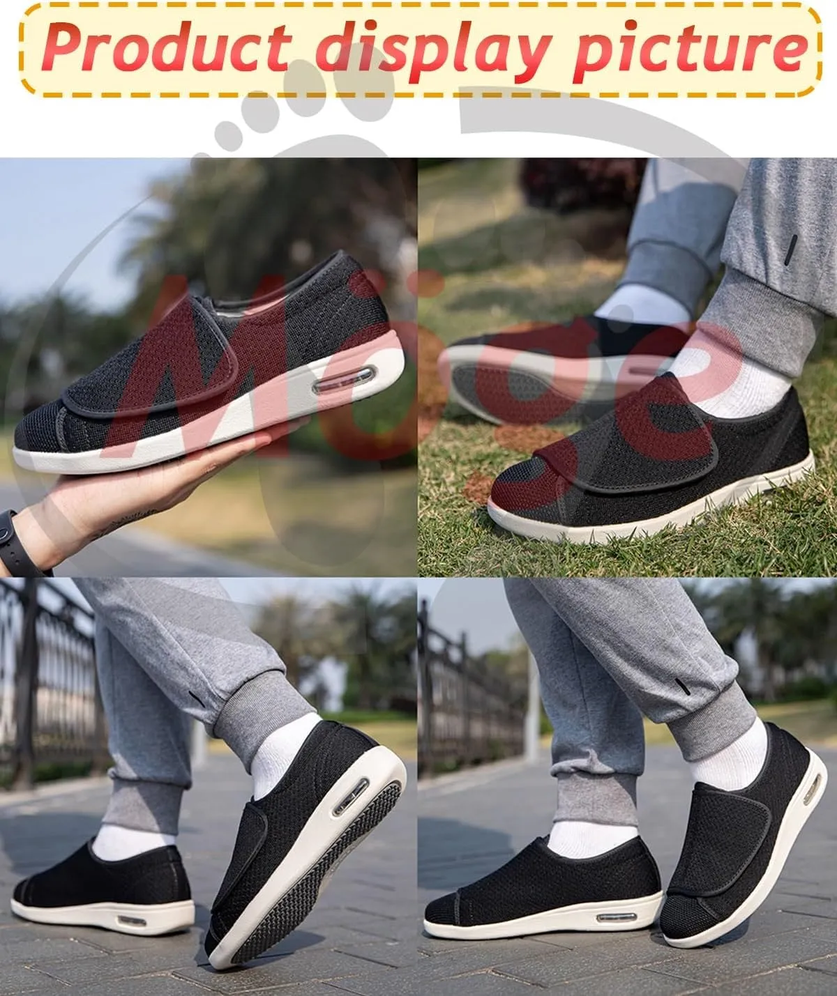 Mens Trainers Slip On Wide Fit Touch Fasten Gym Sports Running Sneakers Mens Shoes Lightweight Breathable Mesh Comfortable Gym Sports Tennis Soft Fashion Sneakers