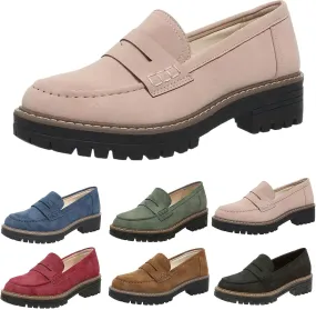 Platform Loafers for Women 2025,Women Platform Loafer,Business Casual Shoes Women,Work Shoes Women Business Casual,Suede Penny Loafers Lug Sole Slip-Ons Shoes Women Penny Loafers