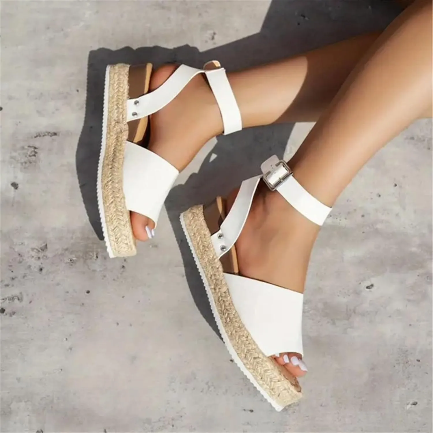 Platform Sandals Women Dressy Wedge Sandals Open Toe Espadrilles Slip on Ankle Strap Casual Summer Dress Shoes 2025