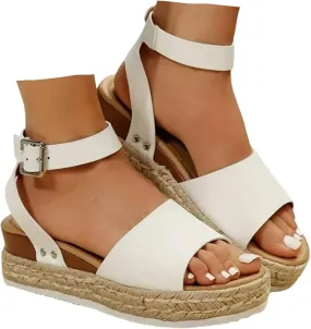 Platform Sandals Women Dressy Wedge Sandals Open Toe Espadrilles Slip on Ankle Strap Casual Summer Dress Shoes 2025