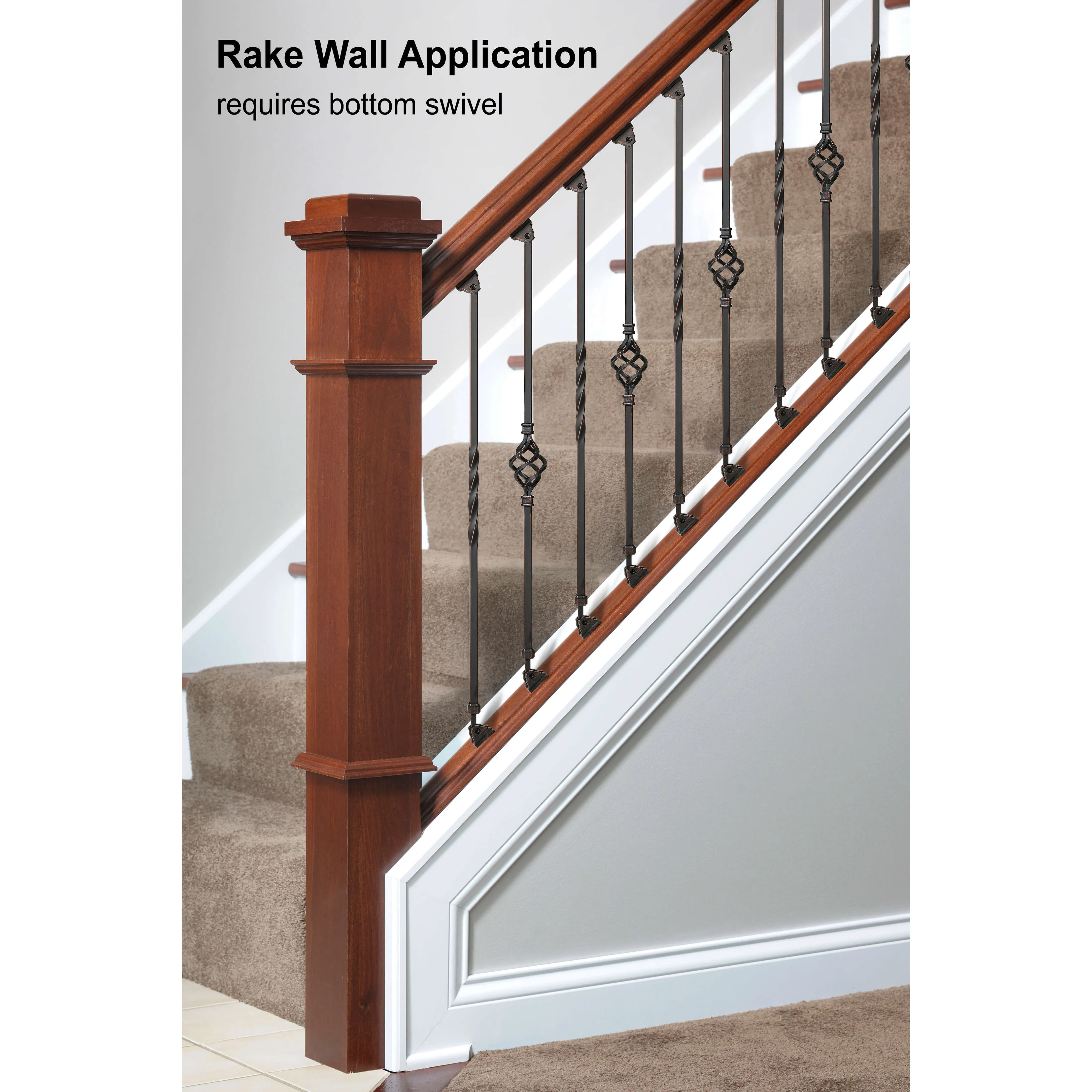 "Ole Iron Slides" - 1/2" Square x 30"-38"H - Single Knuckle Adjustable Hollow Iron Baluster (ISKNUC1)