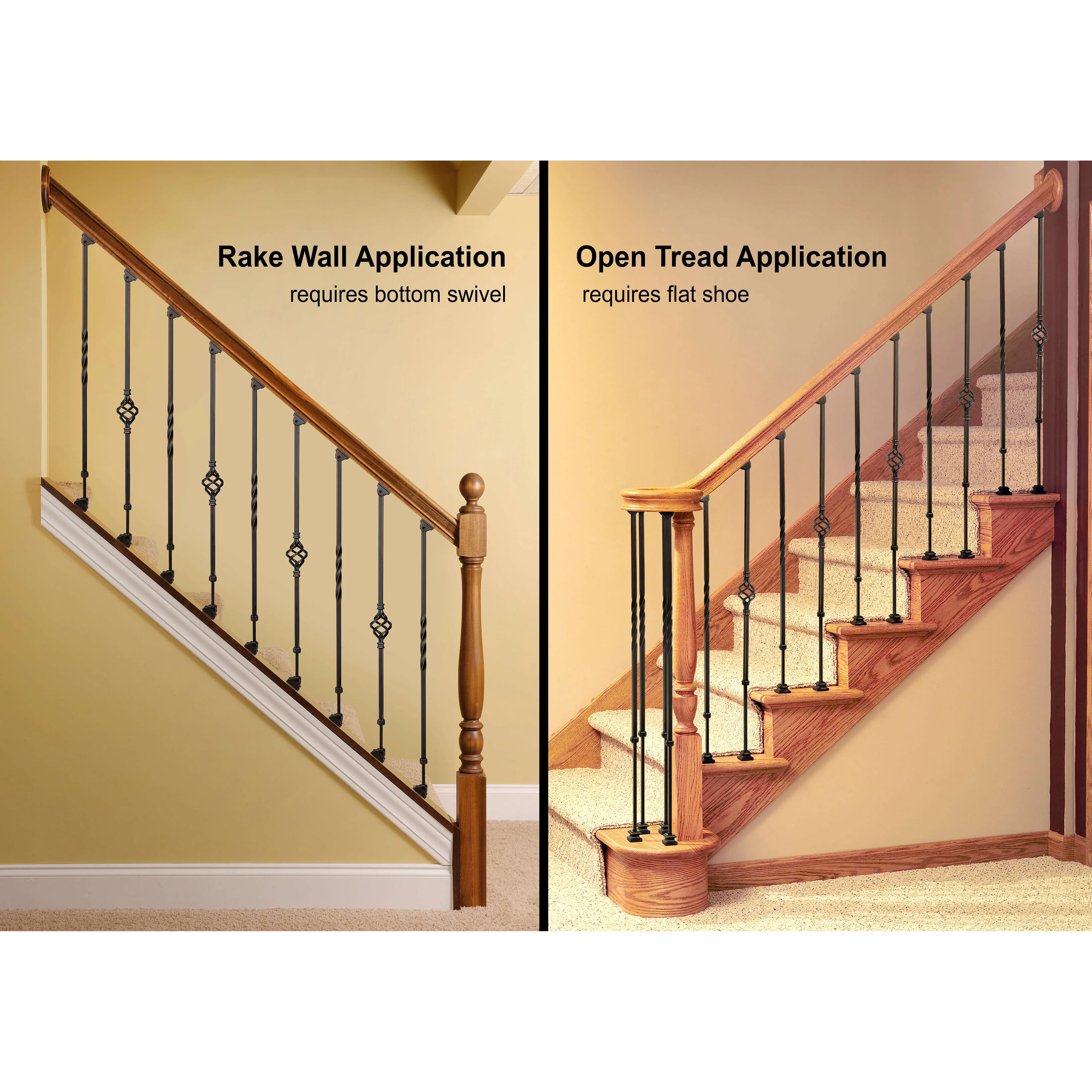 "Ole Iron Slides" - 1/2" Square x 30"-38"H - Single Knuckle Adjustable Hollow Iron Baluster (ISKNUC1)