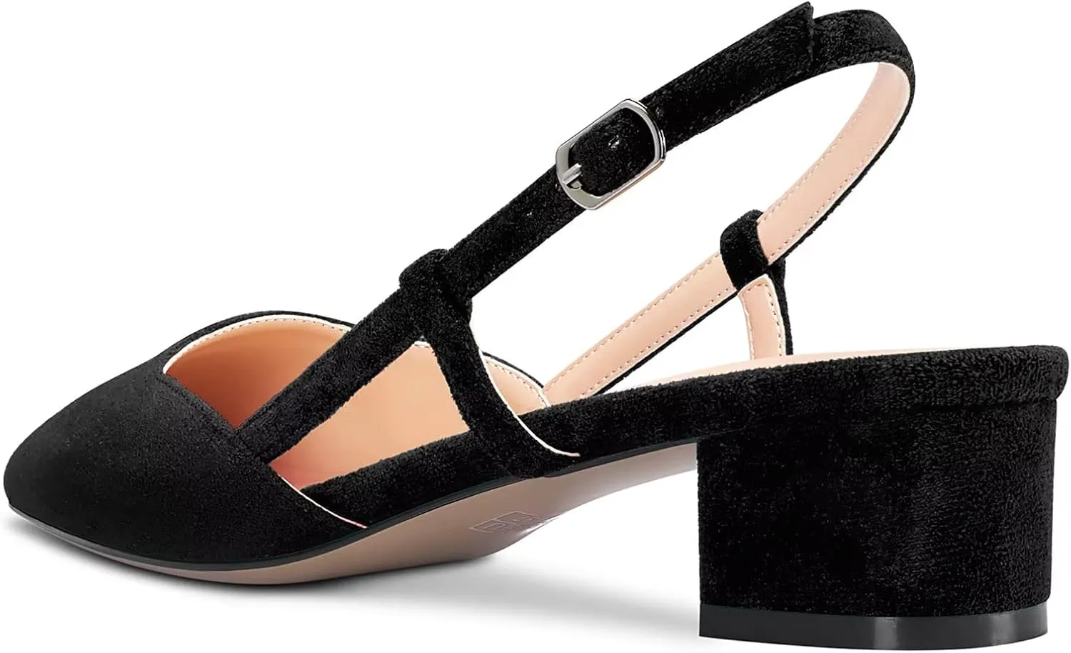 Saekcted Women Chunky Block Low Kitten Heel Square Toe Slingback Pumps Wedding Office Dress 1.4 Inches Heels