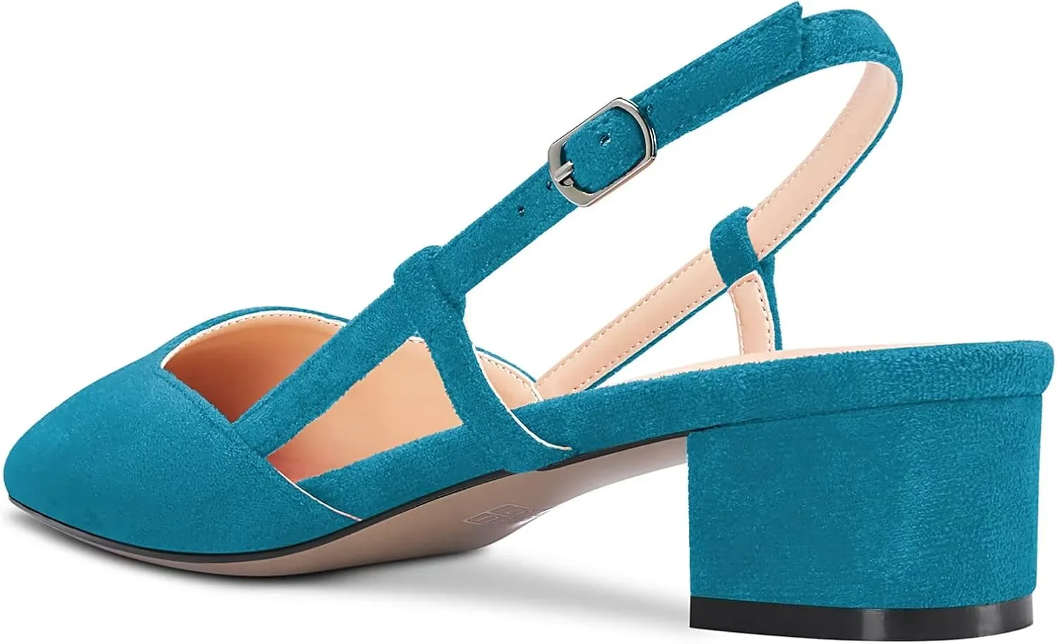 Saekcted Women Chunky Block Low Kitten Heel Square Toe Slingback Pumps Wedding Office Dress 1.4 Inches Heels