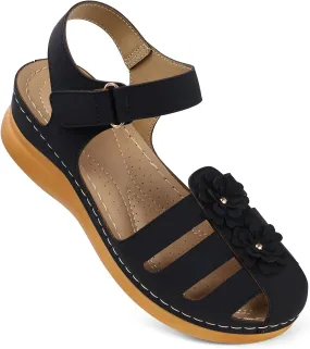 SHIBEVER Women Comfortable Flat Sandals: Dressy Summer Sandal - Closed Toe Fisherman Sandals