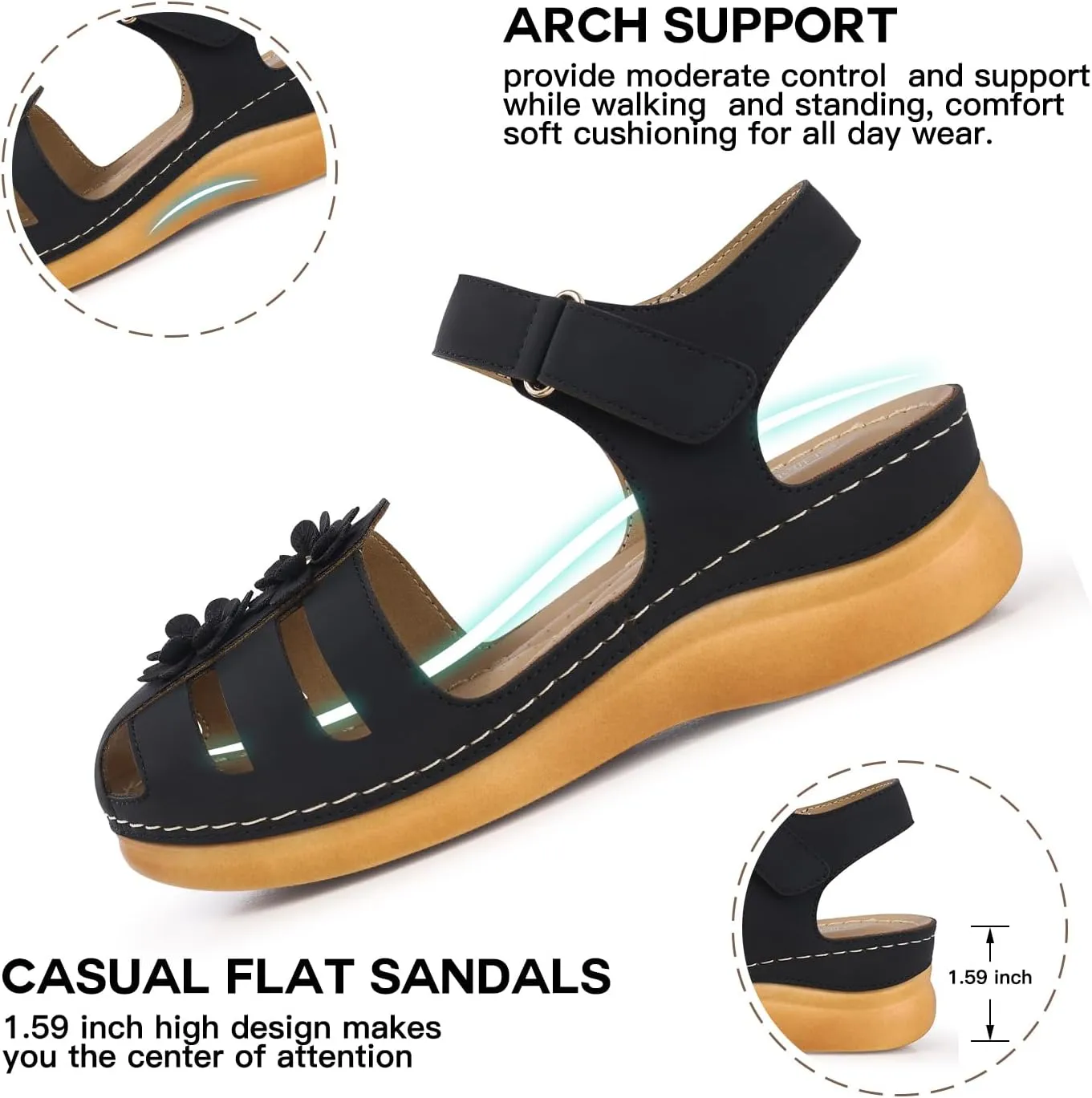 SHIBEVER Women Comfortable Flat Sandals: Dressy Summer Sandal - Closed Toe Fisherman Sandals