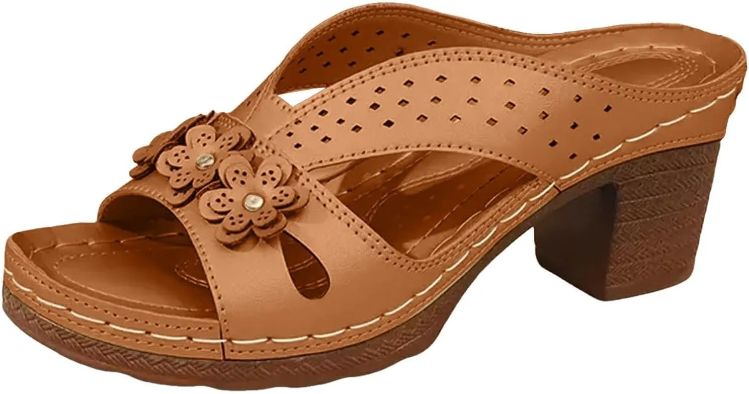 Summer Wedge Sandals for Women Platform Chunky Heels Sandal 2025 Trendy Arch Support Orthopedic Sandals Hollow Out Classic Lightweight Shoes Open Toe Low Heel Breathable Shoes Slides Thong Sandal