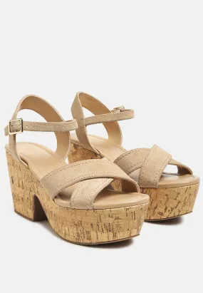 ULLA High Heeled Block Sandal in Nude