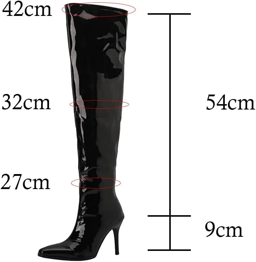 VULTRO Women's Over The Knee Thigh High Boots Pointy Toe Side Zipper Stiletto Stretch Long Boots