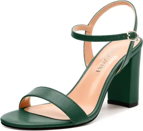 Womens Ankle Strap Block Heel Sandals, Chunky Heel Peep Toe Slingback Sandals, Open Toe High Heel Sandals with Buckle3.3