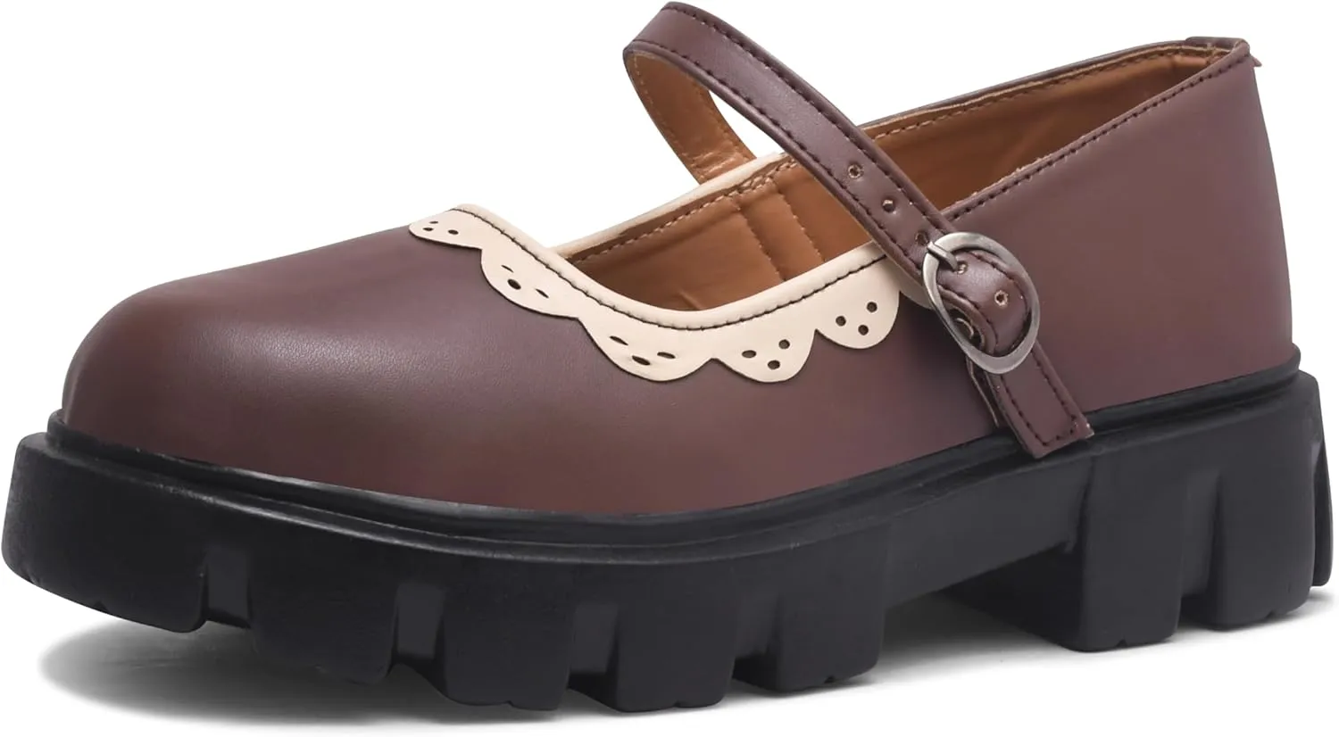 Women's Mary Janes Platform Dress Shoes – Low Heel Chunky Pumps with Round Toe, Ankle Strap, and Classic Oxford Design