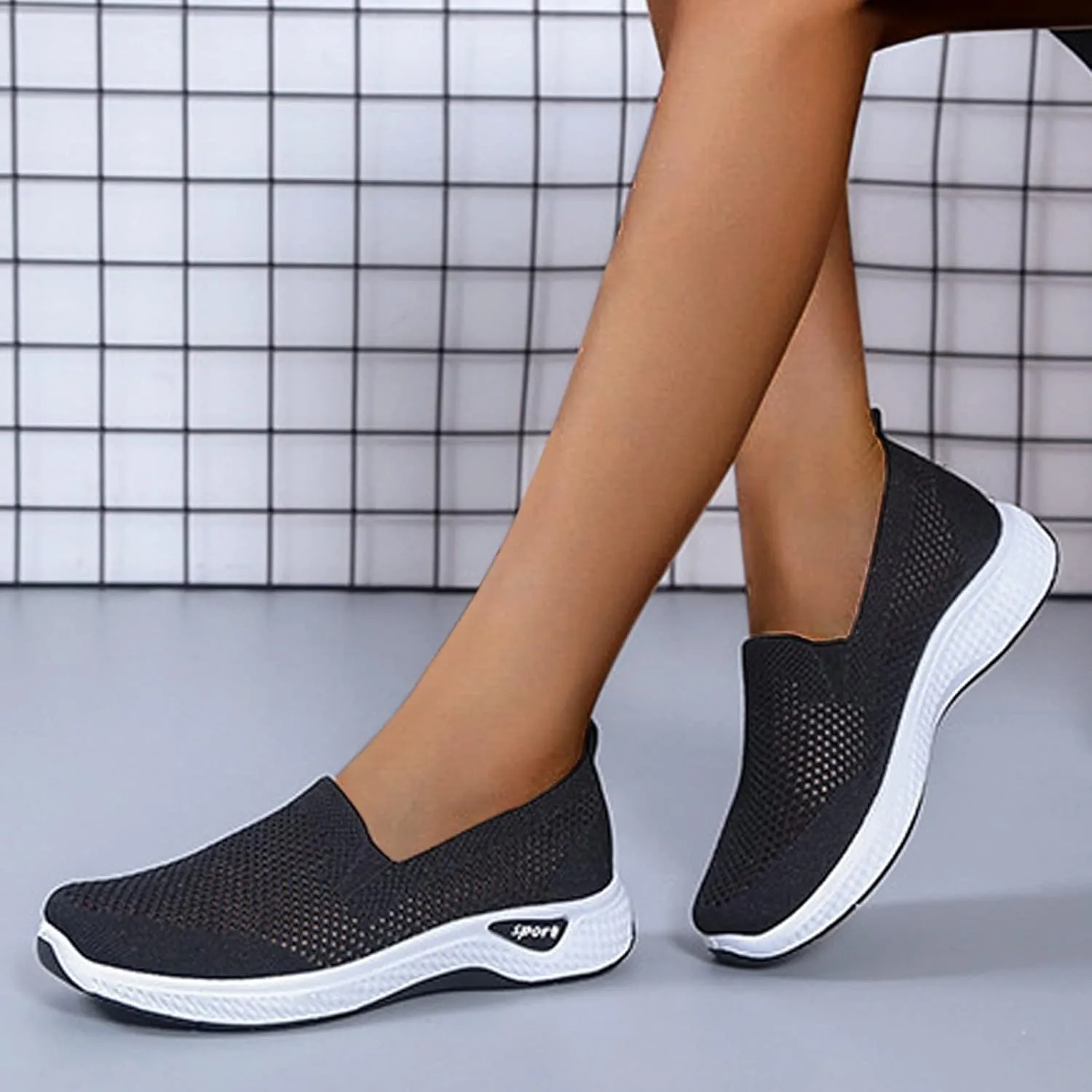 Womens Tennis Shoes Non Slip Running Sneakers Lightweight Breathable Workout Fashion Sport Slip On Walking Shoes