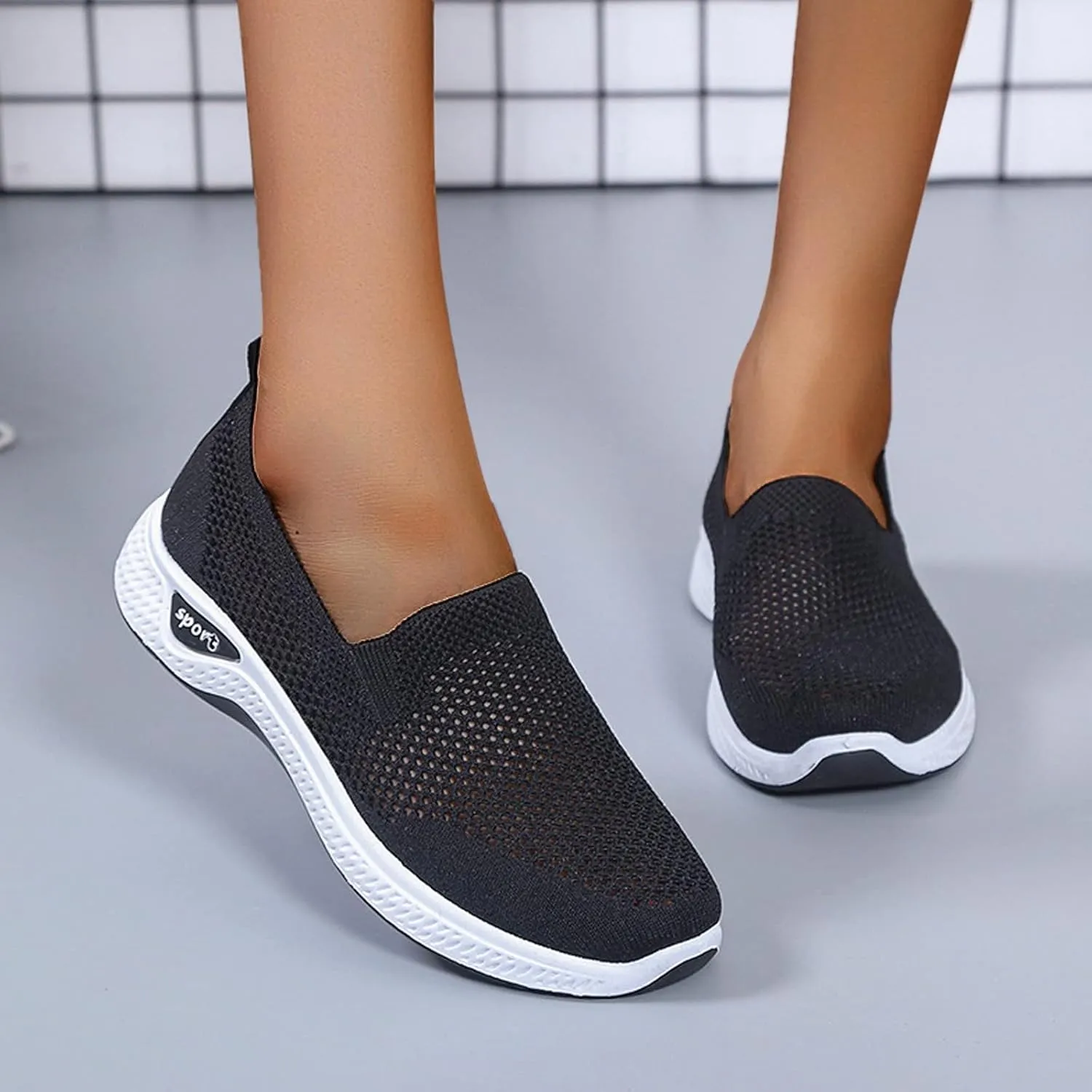 Womens Tennis Shoes Non Slip Running Sneakers Lightweight Breathable Workout Fashion Sport Slip On Walking Shoes